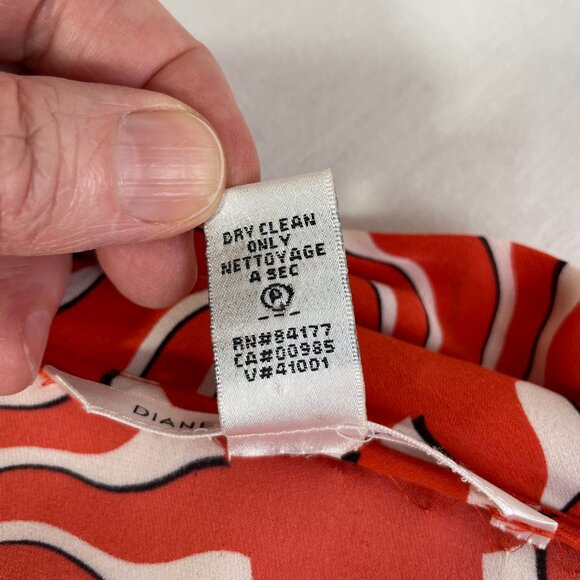 Diane Von Furstenburg Size 8 Dione Silk Stretch Drape Blouse Coral Short Sleeves - Picture 14 of 14